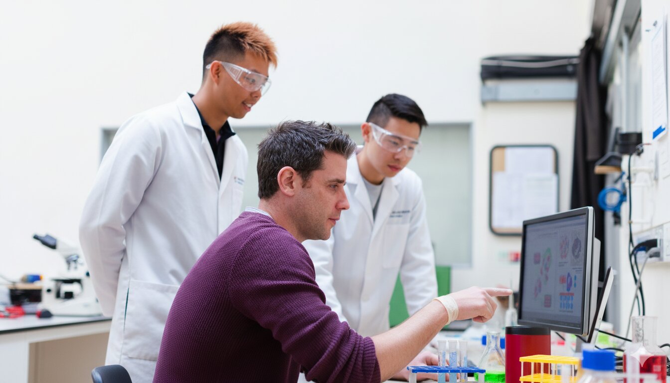 Students reviewing their vibe coded robot.